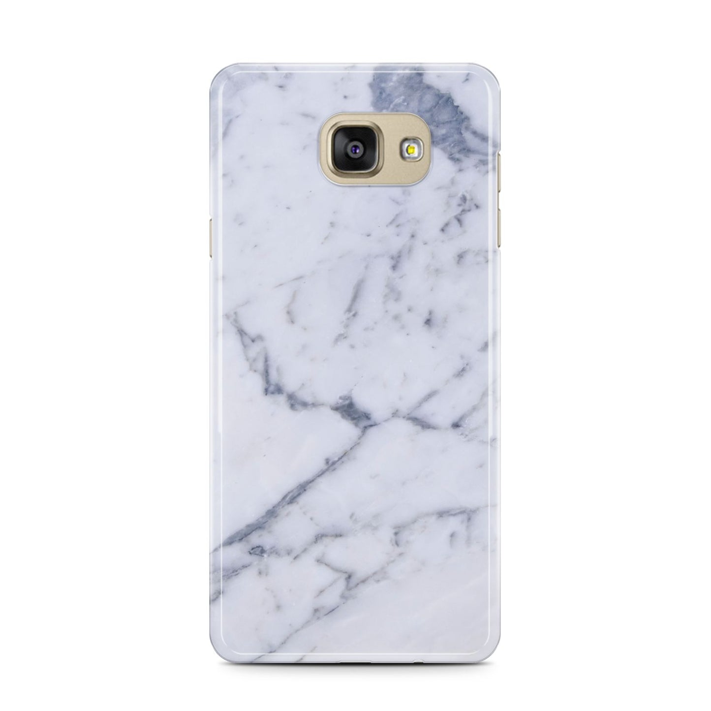 Faux Marble Grey White Samsung Galaxy A7 2016 Case on gold phone