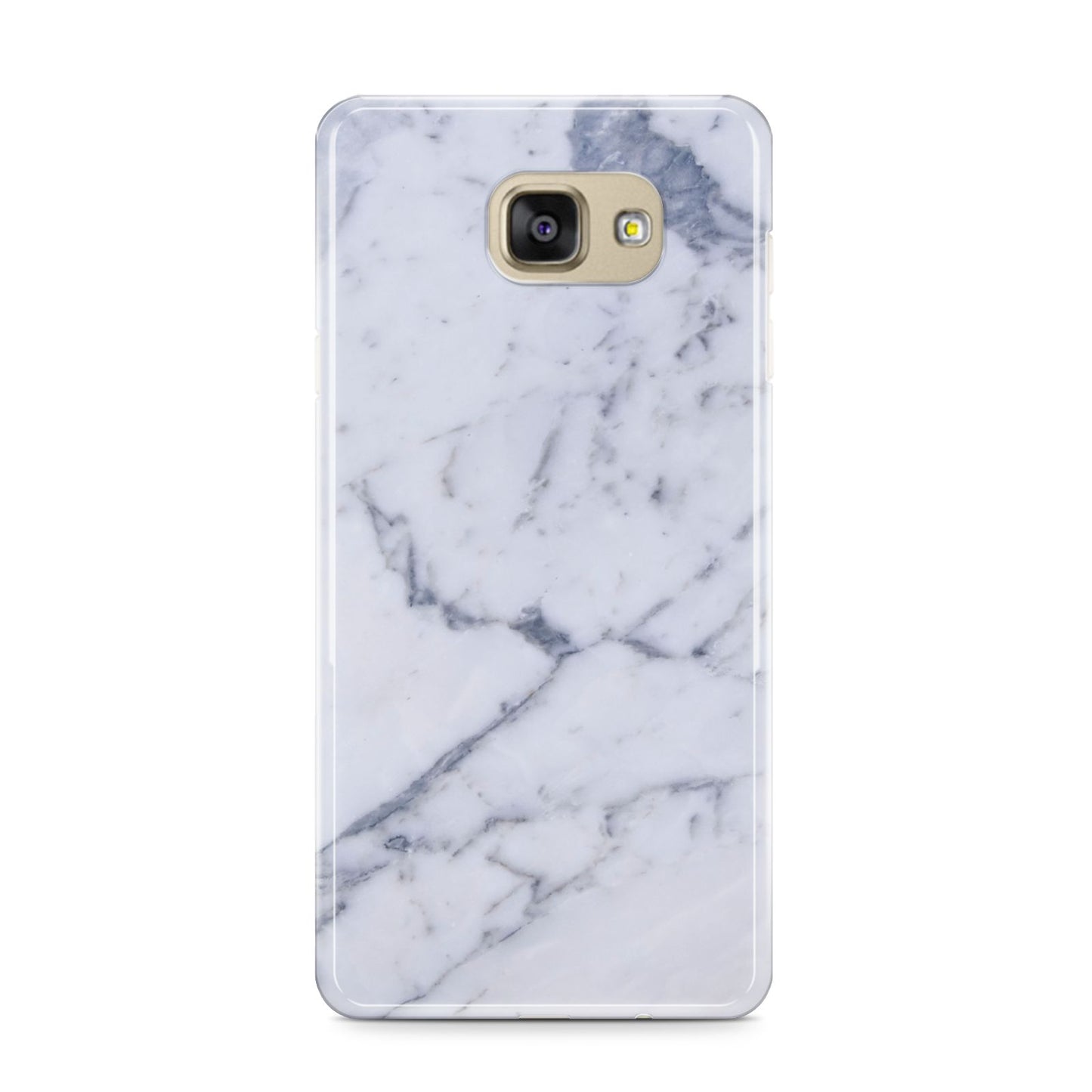 Faux Marble Grey White Samsung Galaxy A9 2016 Case on gold phone