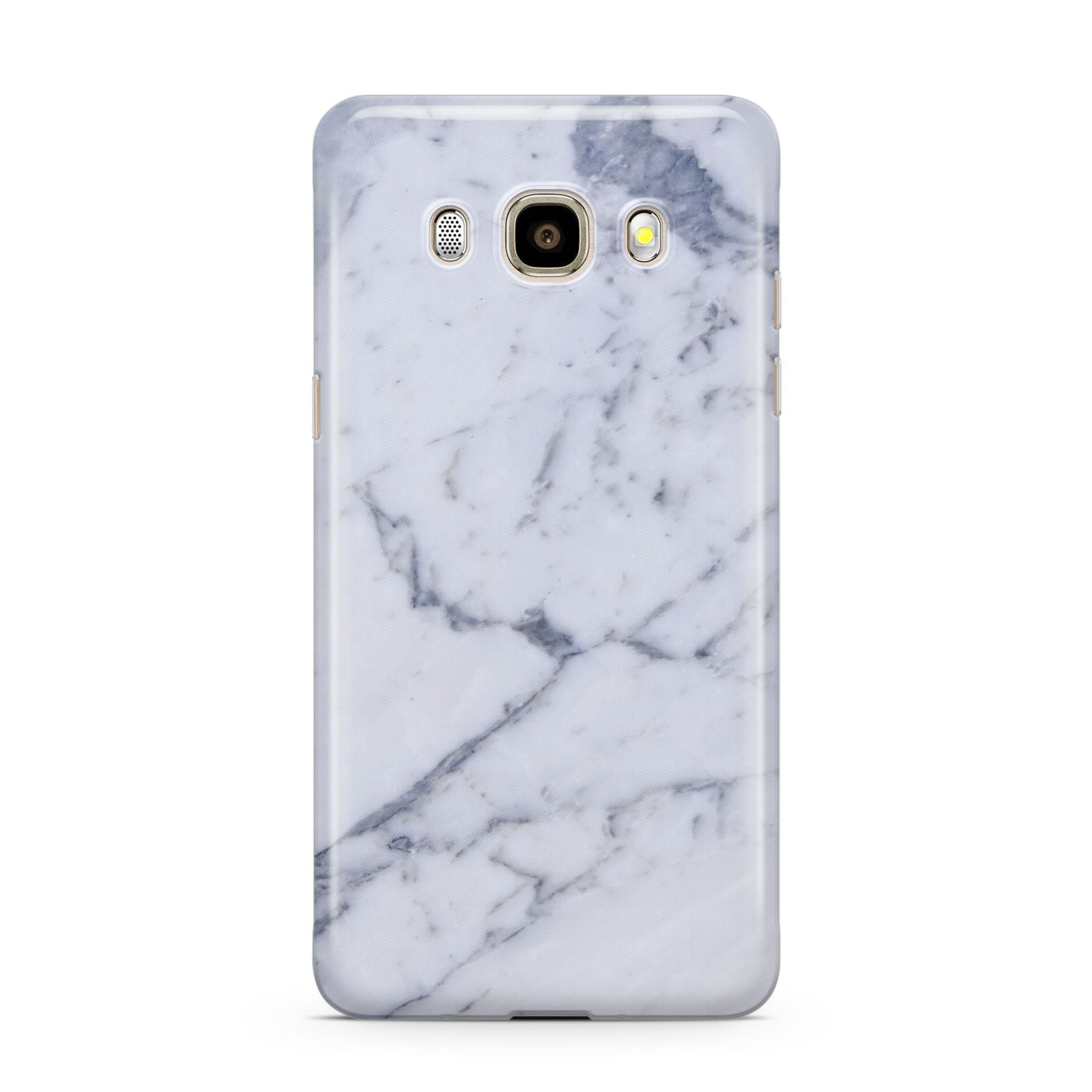 Faux Marble Grey White Samsung Galaxy J7 2016 Case on gold phone
