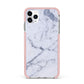 Faux Marble Grey White iPhone 11 Pro Max Impact Pink Edge Case
