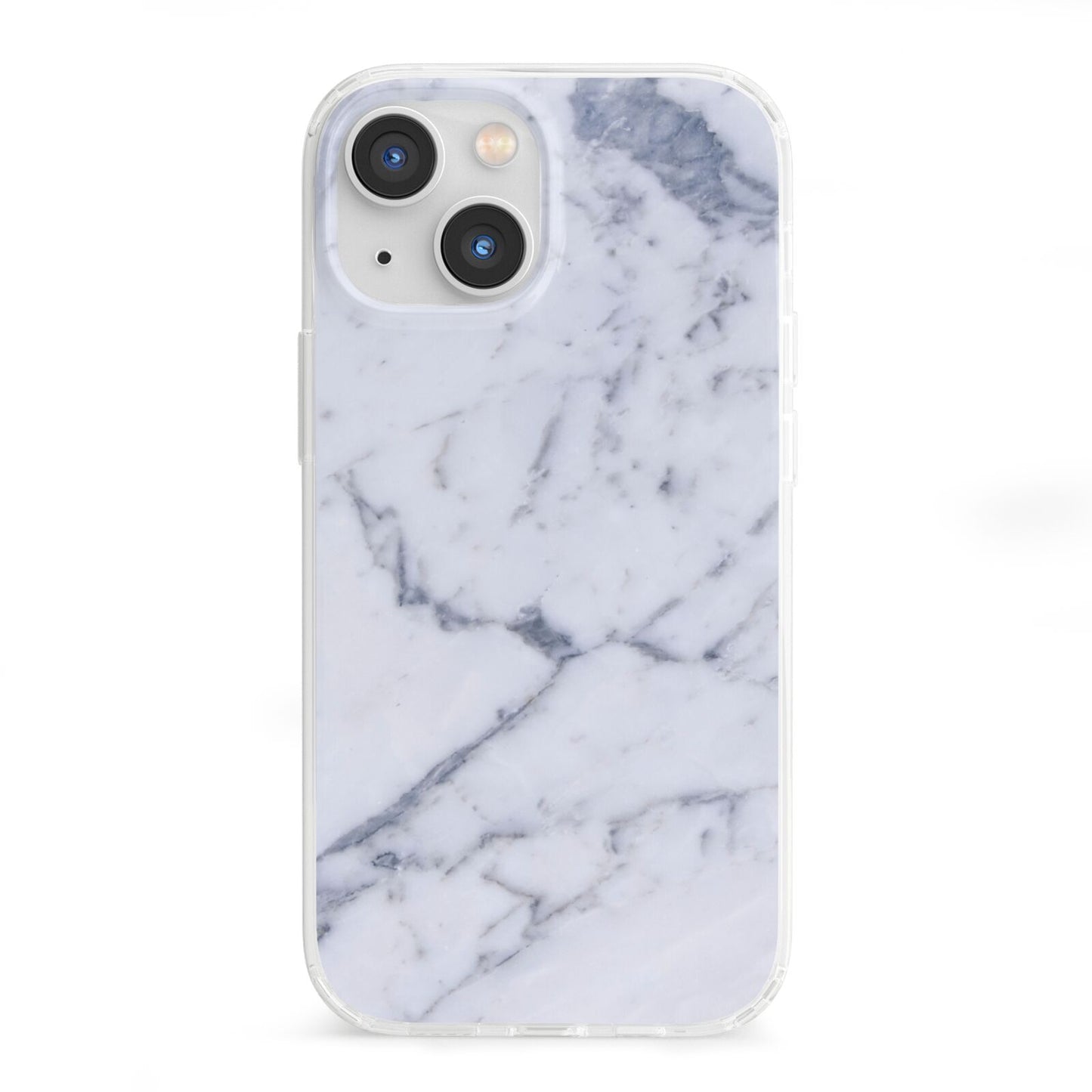Faux Marble Grey White iPhone 13 Mini Clear Bumper Case