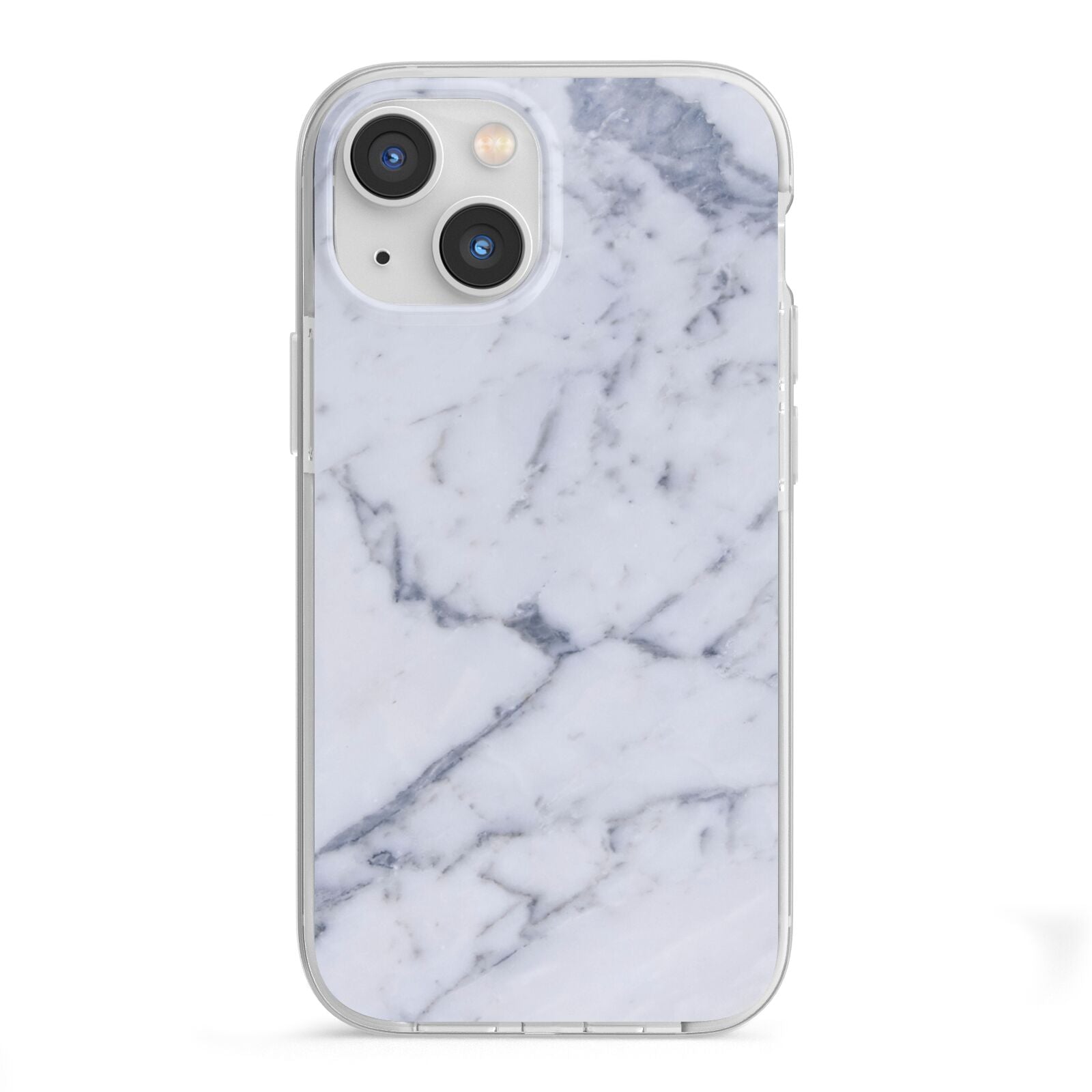 Faux Marble Grey White iPhone 13 Mini TPU Impact Case with White Edges