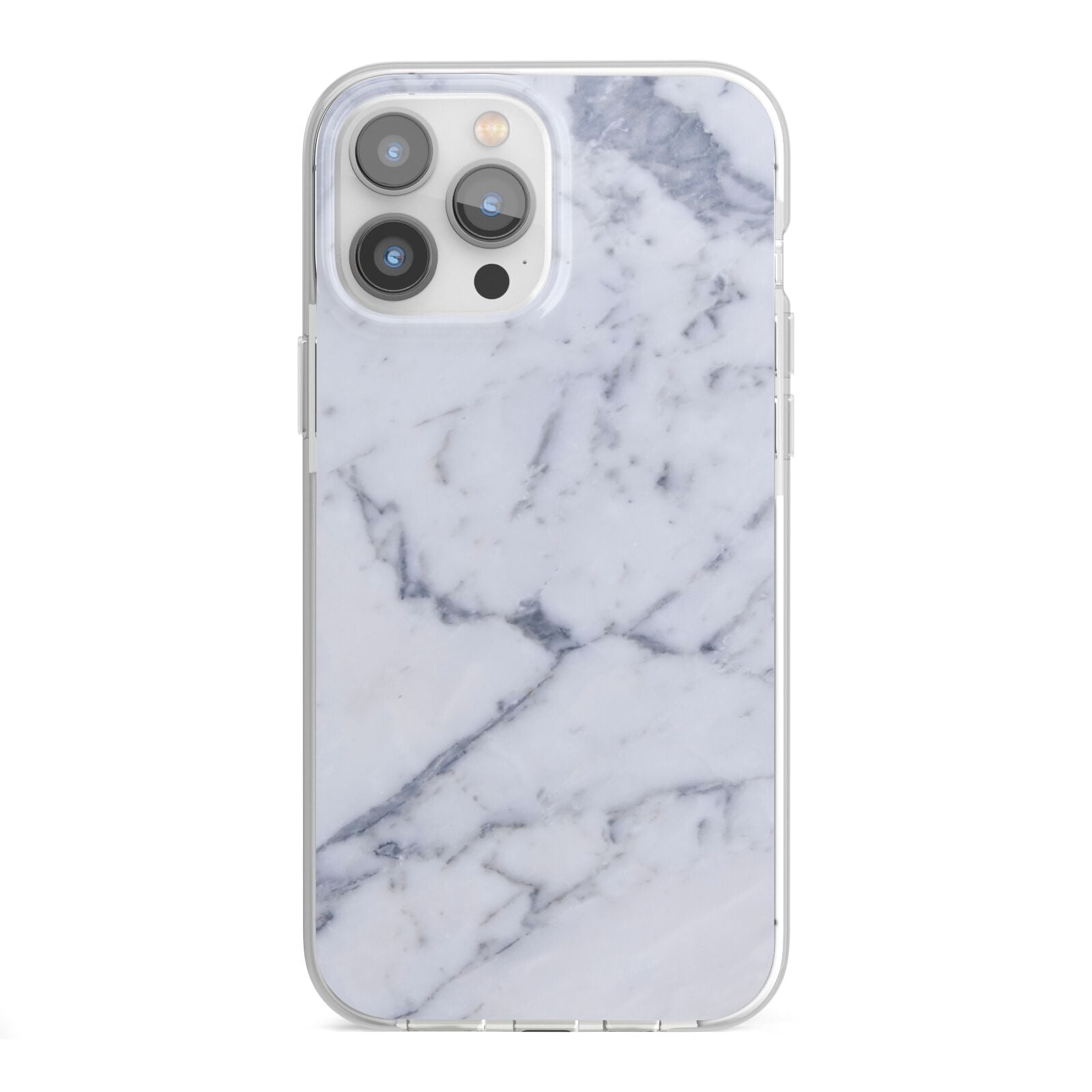 Faux Marble Grey White iPhone 13 Pro Max TPU Impact Case with White Edges