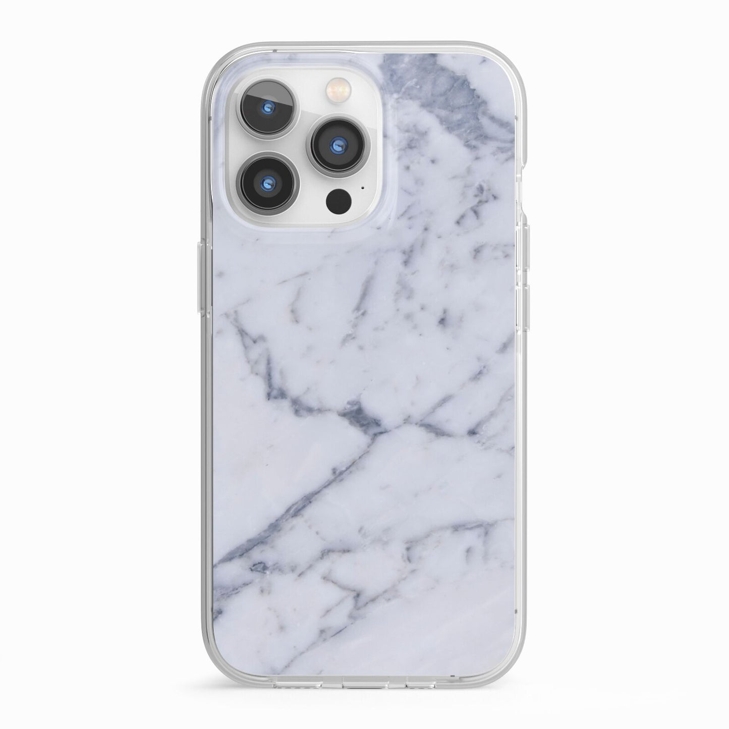 Faux Marble Grey White iPhone 13 Pro TPU Impact Case with White Edges