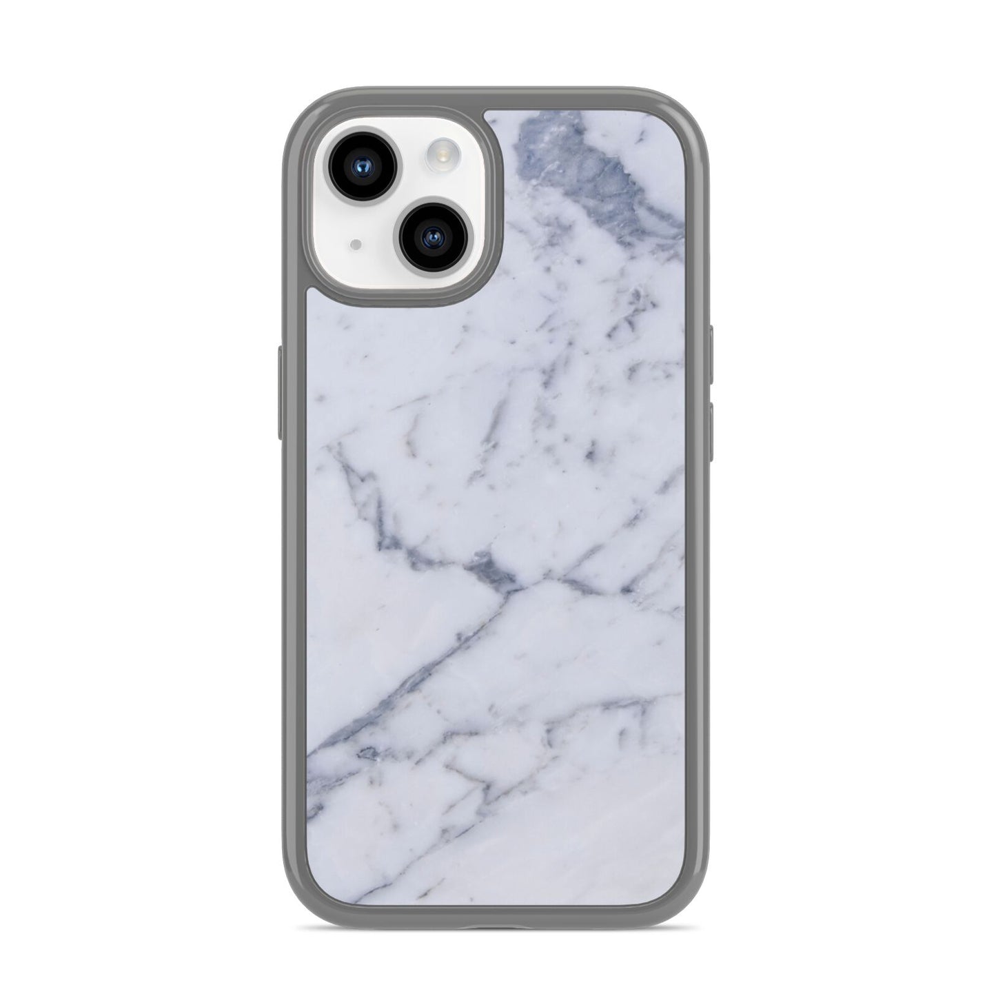 Faux Marble Grey White iPhone 14 Clear Tough Case Starlight