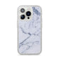 Faux Marble Grey White iPhone 14 Pro Glitter Tough Case Silver