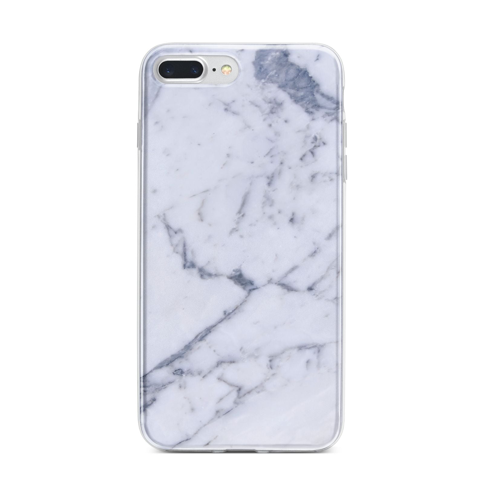 Faux Marble Grey White iPhone 7 Plus Bumper Case on Silver iPhone
