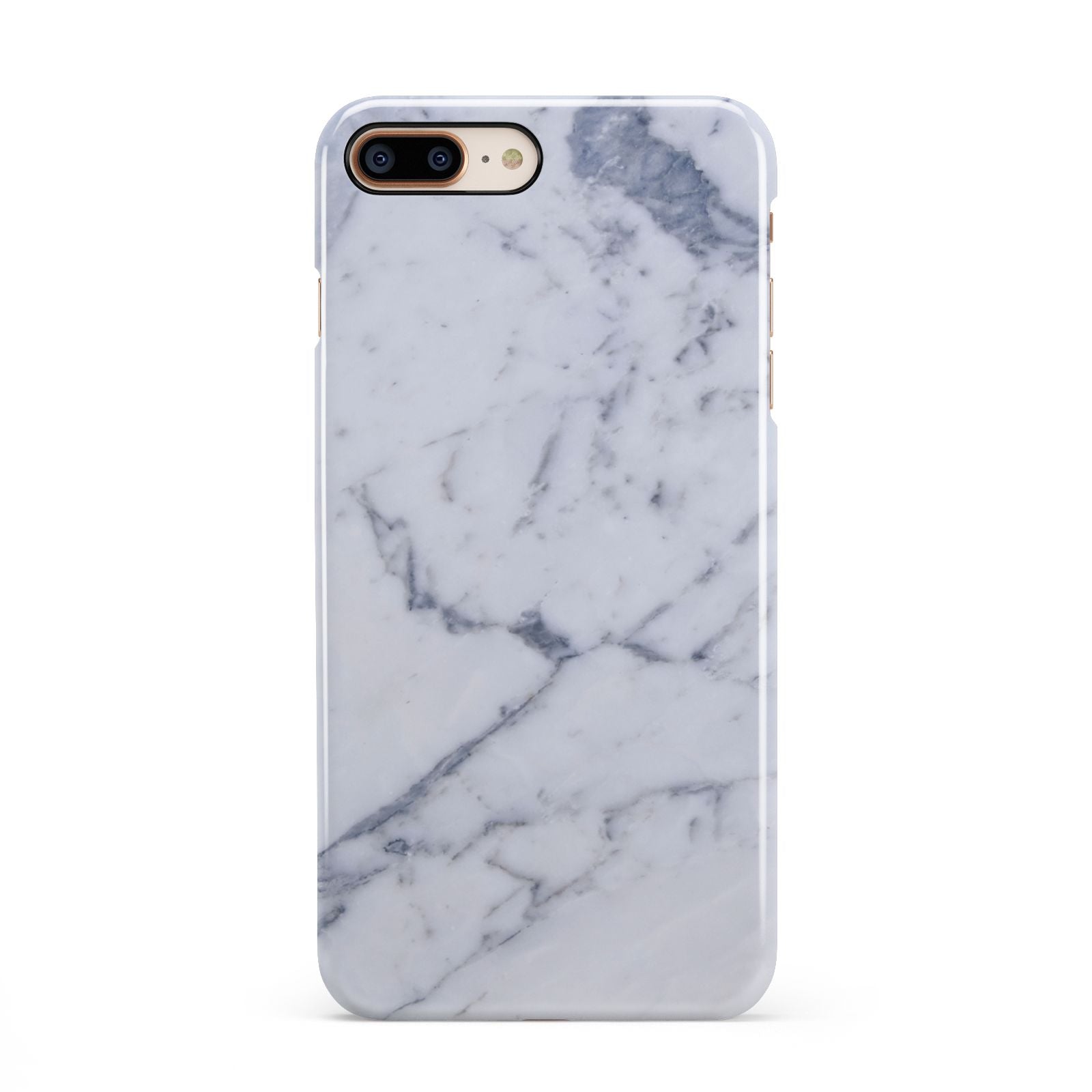 Faux Marble Grey White iPhone 8 Plus 3D Snap Case on Gold Phone