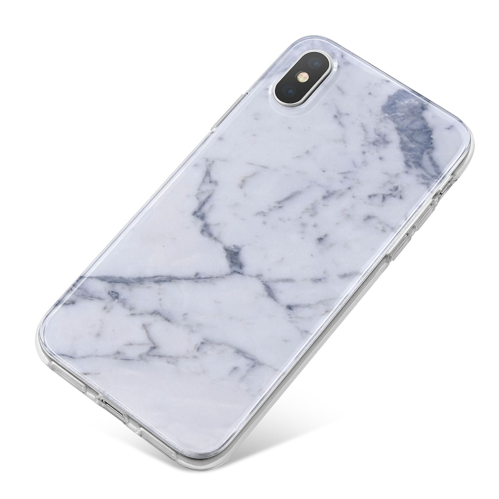 Faux Marble Grey White iPhone X Bumper Case on Silver iPhone