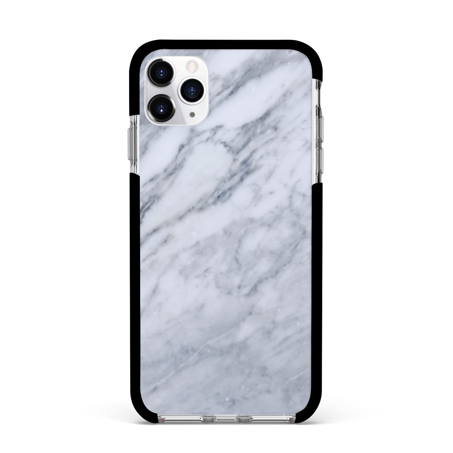 Faux Marble Italian Grey Apple iPhone 11 Pro Max in Silver with Black Impact Case