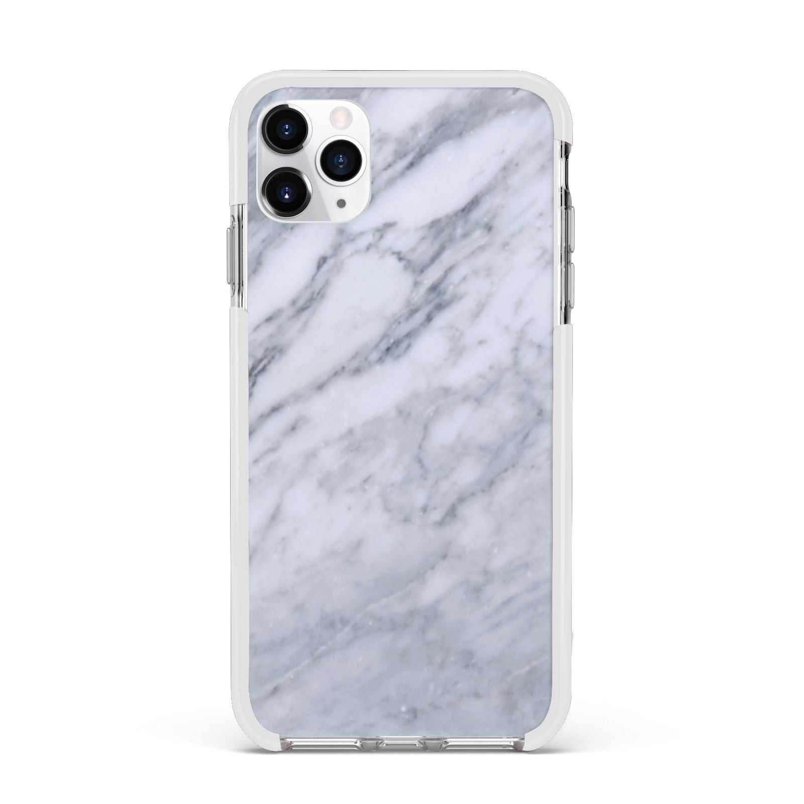 Faux Marble Italian Grey Apple iPhone 11 Pro Max in Silver with White Impact Case