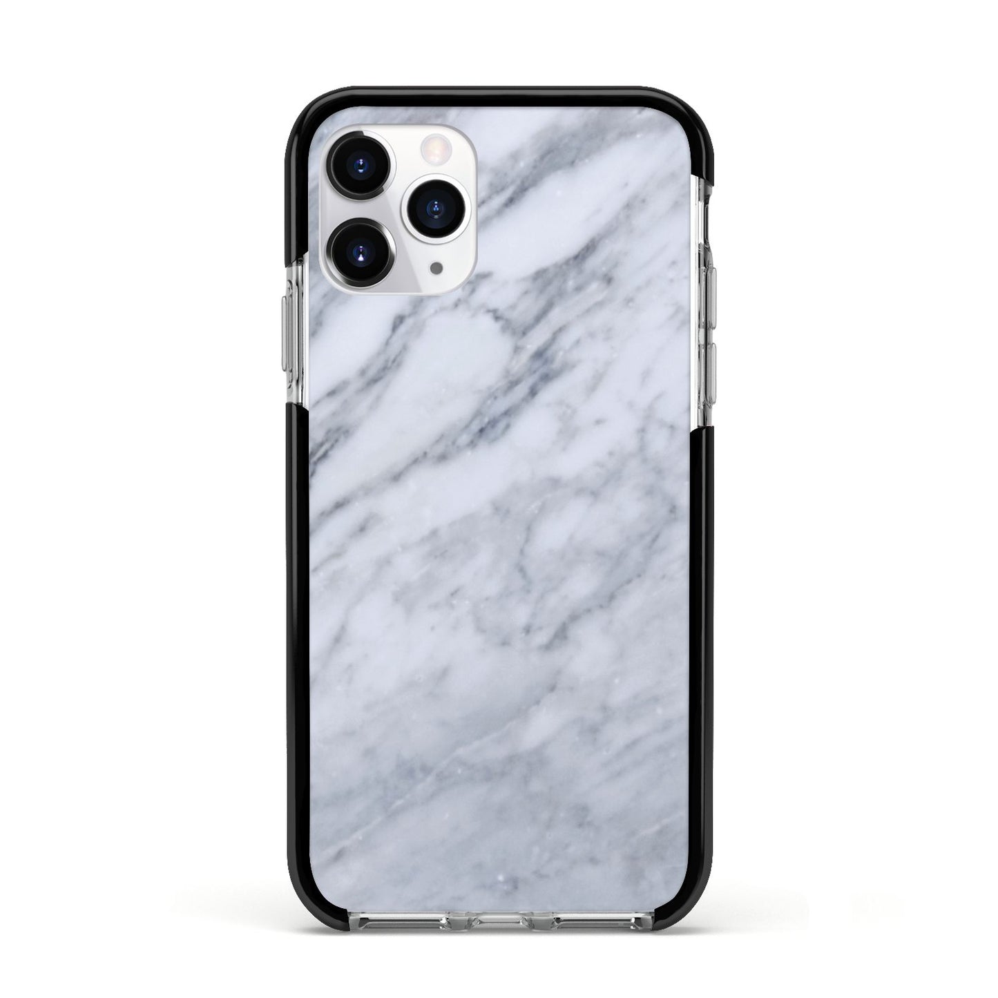 Faux Marble Italian Grey Apple iPhone 11 Pro in Silver with Black Impact Case