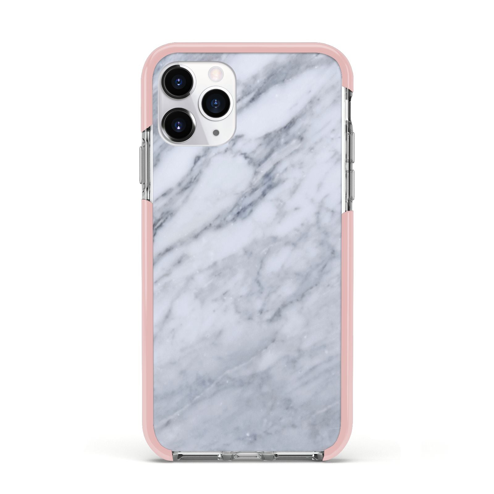Faux Marble Italian Grey Apple iPhone 11 Pro in Silver with Pink Impact Case
