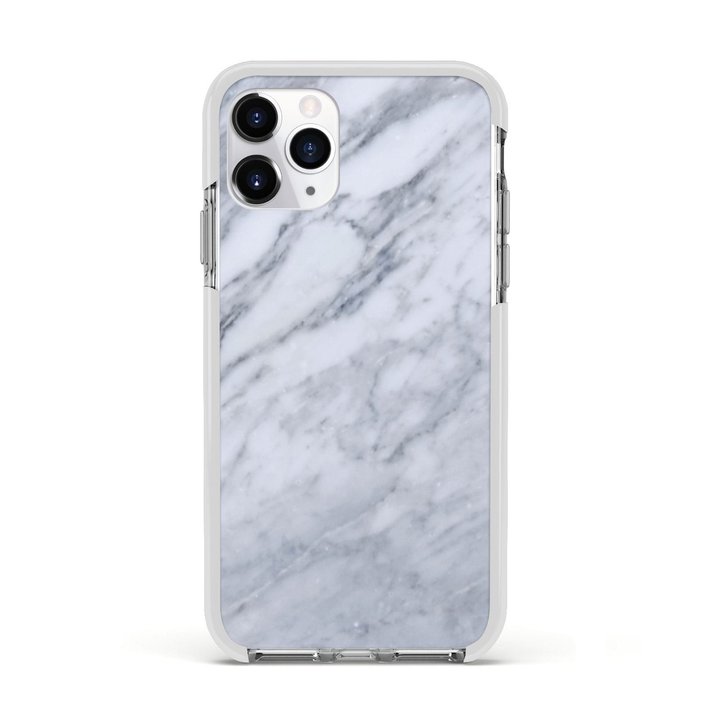 Faux Marble Italian Grey Apple iPhone 11 Pro in Silver with White Impact Case