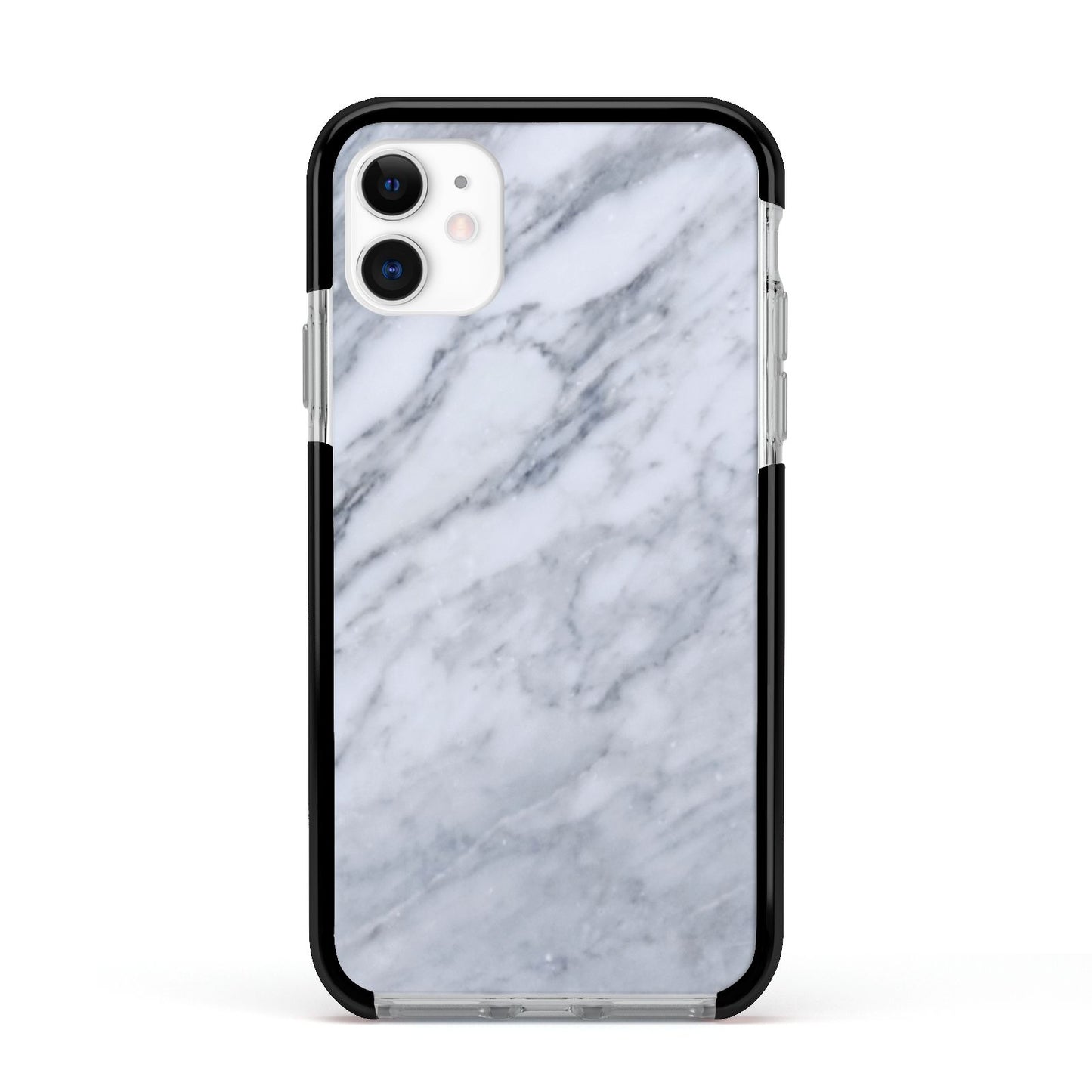 Faux Marble Italian Grey Apple iPhone 11 in White with Black Impact Case