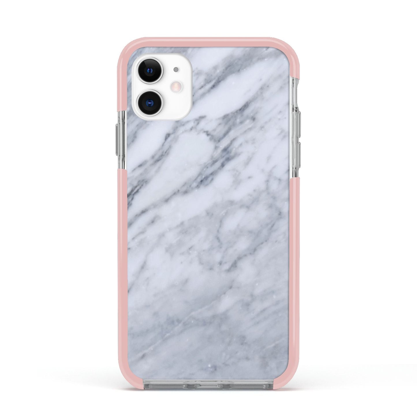 Faux Marble Italian Grey Apple iPhone 11 in White with Pink Impact Case
