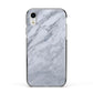 Faux Marble Italian Grey Apple iPhone XR Impact Case Black Edge on Silver Phone