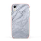 Faux Marble Italian Grey Apple iPhone XR Impact Case Pink Edge on Silver Phone