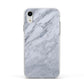 Faux Marble Italian Grey Apple iPhone XR Impact Case White Edge on Silver Phone