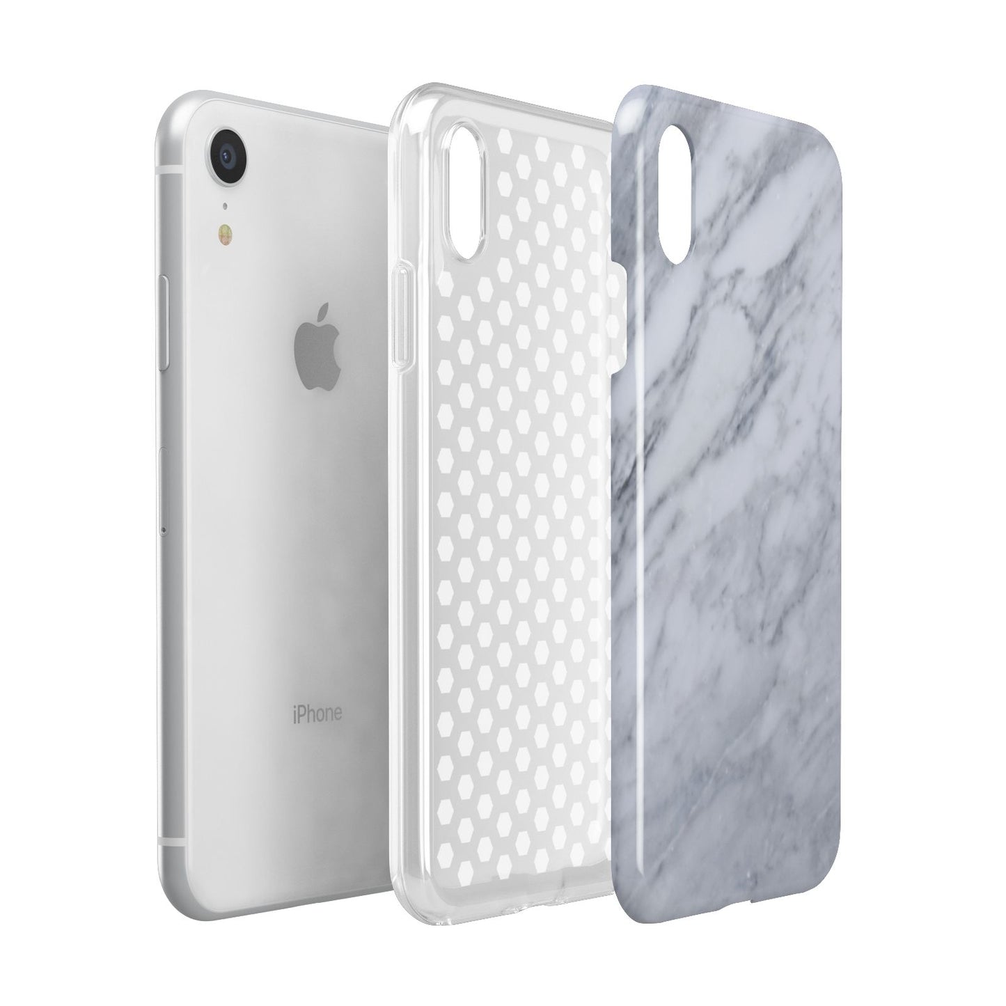 Faux Marble Italian Grey Apple iPhone XR White 3D Tough Case Expanded view