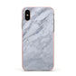 Faux Marble Italian Grey Apple iPhone Xs Impact Case Pink Edge on Gold Phone