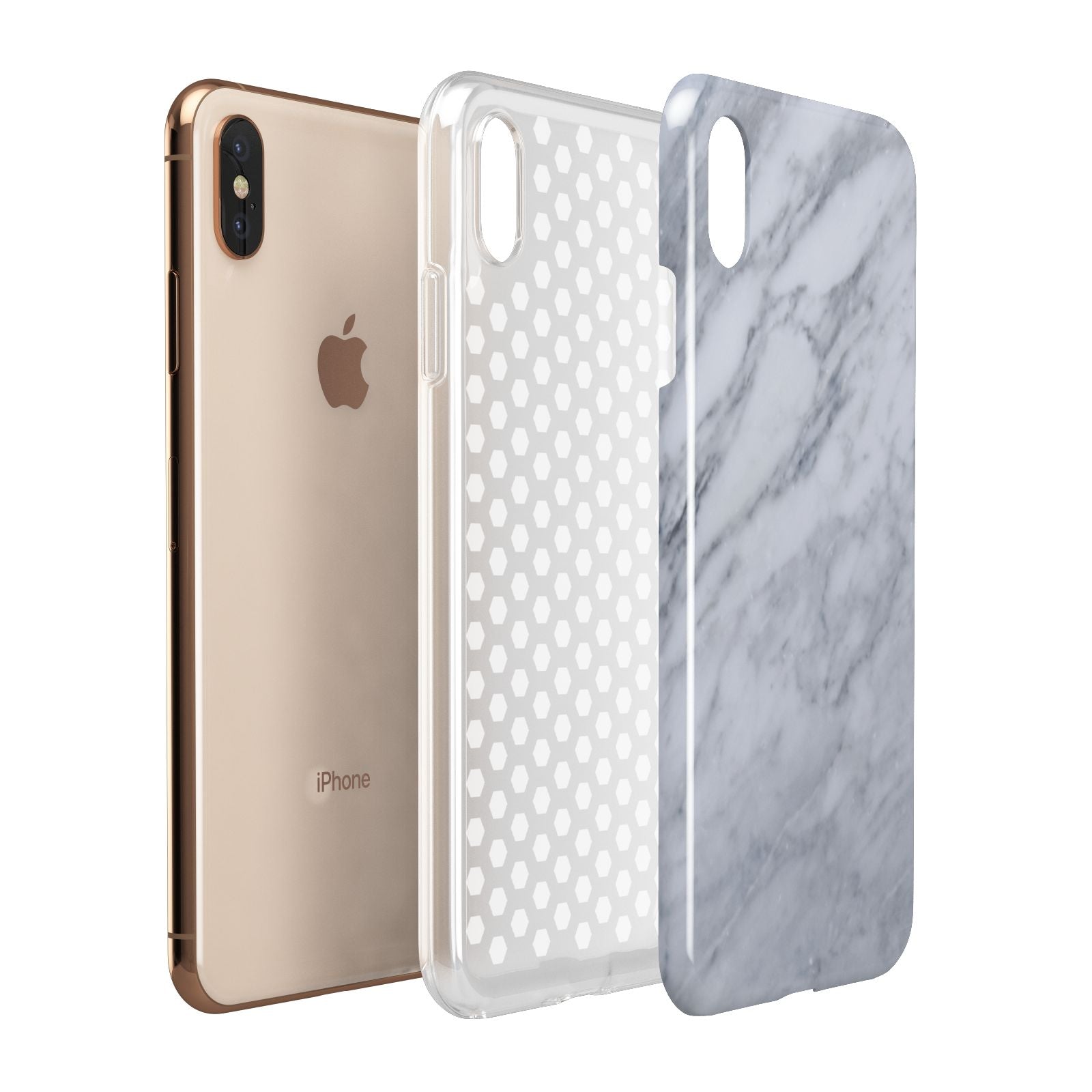 Faux Marble Italian Grey Apple iPhone Xs Max 3D Tough Case Expanded View