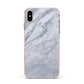 Faux Marble Italian Grey Apple iPhone Xs Max Impact Case Pink Edge on Gold Phone