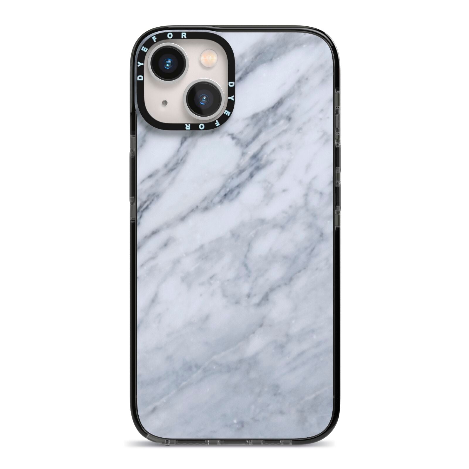 Faux Marble Italian Grey iPhone 13 Black Impact Case on Silver phone