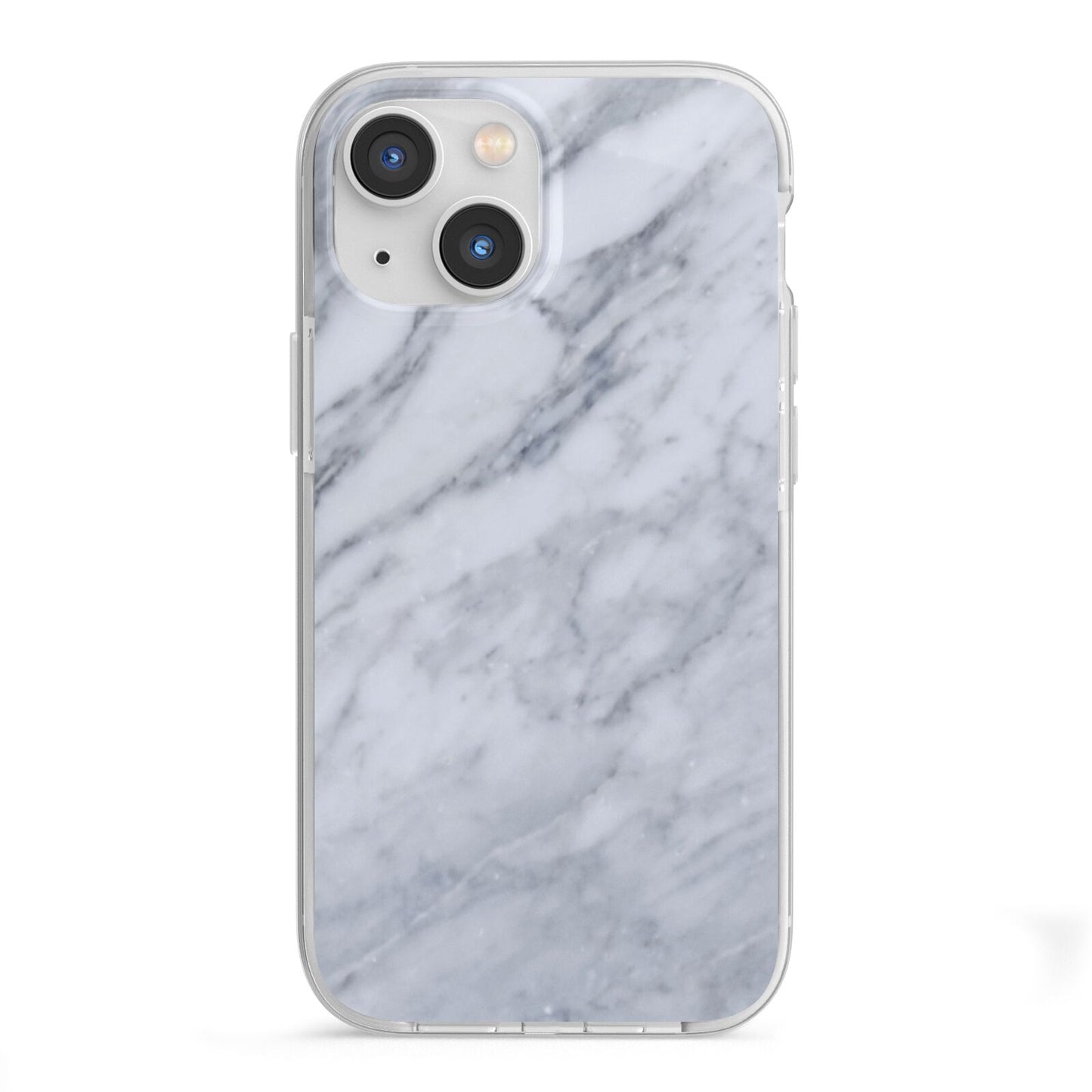Faux Marble Italian Grey iPhone 13 Mini TPU Impact Case with White Edges
