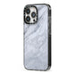 Faux Marble Italian Grey iPhone 13 Pro Black Impact Case Side Angle on Silver phone