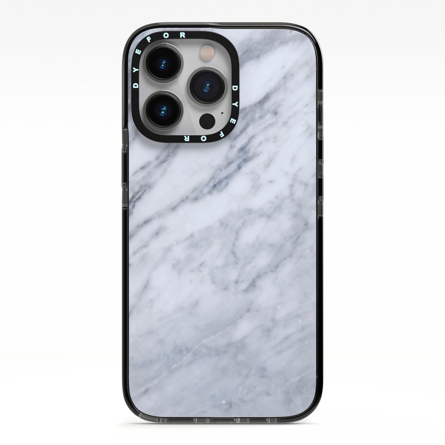 Faux Marble Italian Grey iPhone 13 Pro Black Impact Case on Silver phone