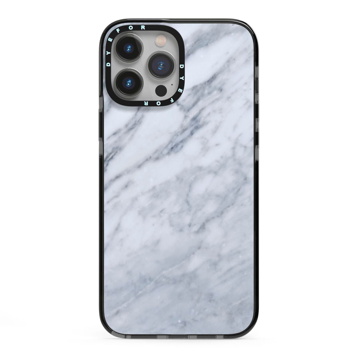 Faux Marble Italian Grey iPhone 13 Pro Max Black Impact Case on Silver phone