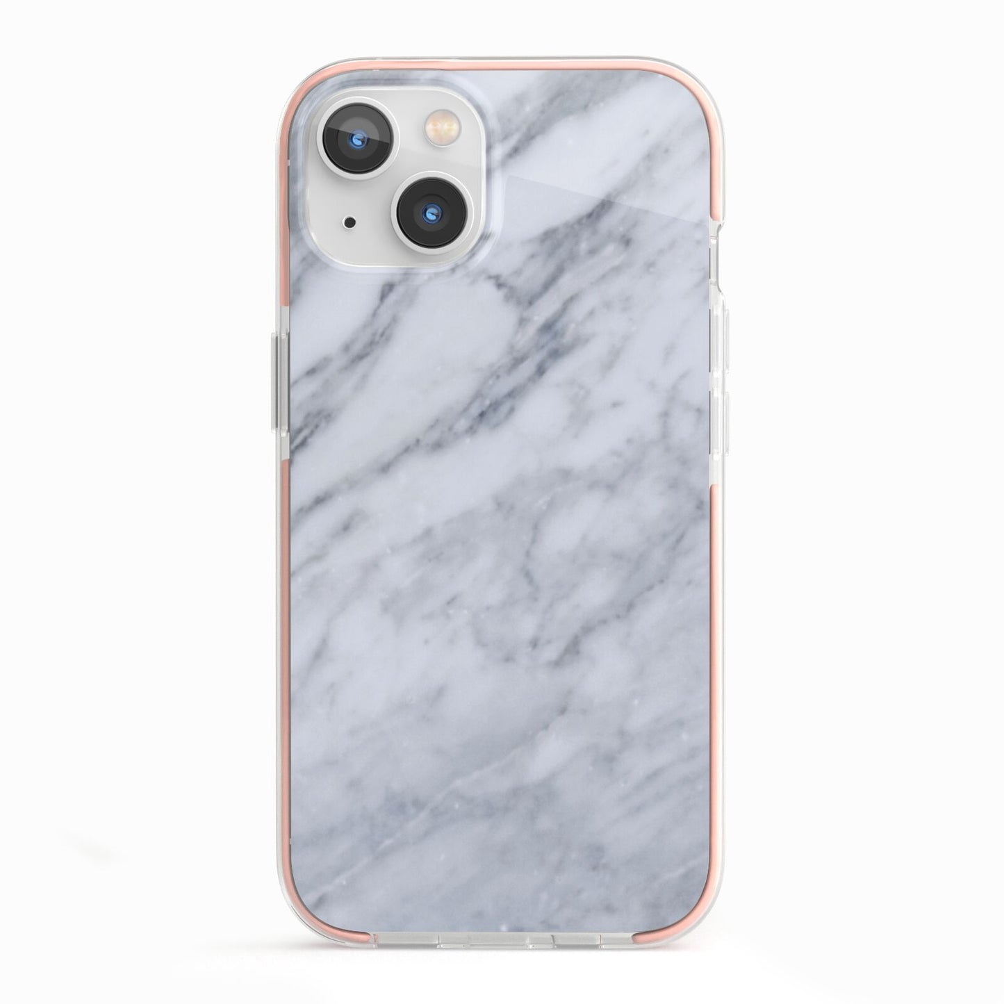 Faux Marble Italian Grey iPhone 13 TPU Impact Case with Pink Edges