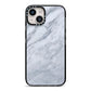 Faux Marble Italian Grey iPhone 14 Black Impact Case on Silver phone