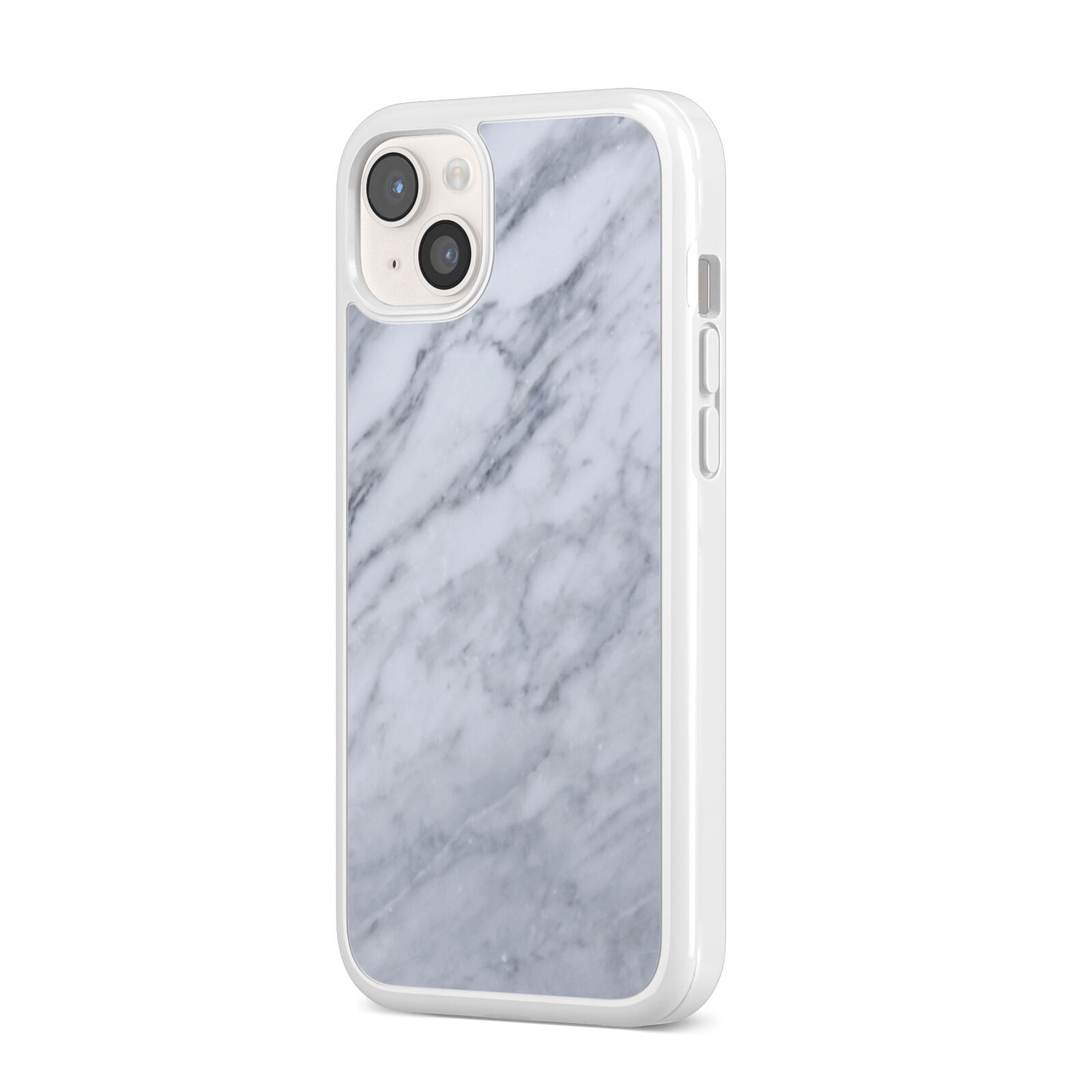 Faux Marble Italian Grey iPhone 14 Plus Clear Tough Case Starlight Angled Image
