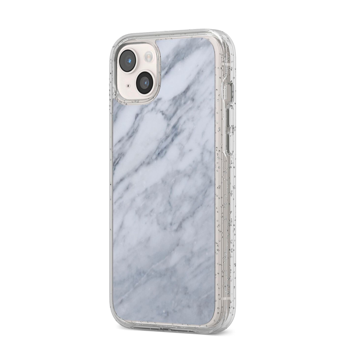 Faux Marble Italian Grey iPhone 14 Plus Glitter Tough Case Starlight Angled Image