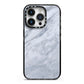 Faux Marble Italian Grey iPhone 14 Pro Black Impact Case on Silver phone