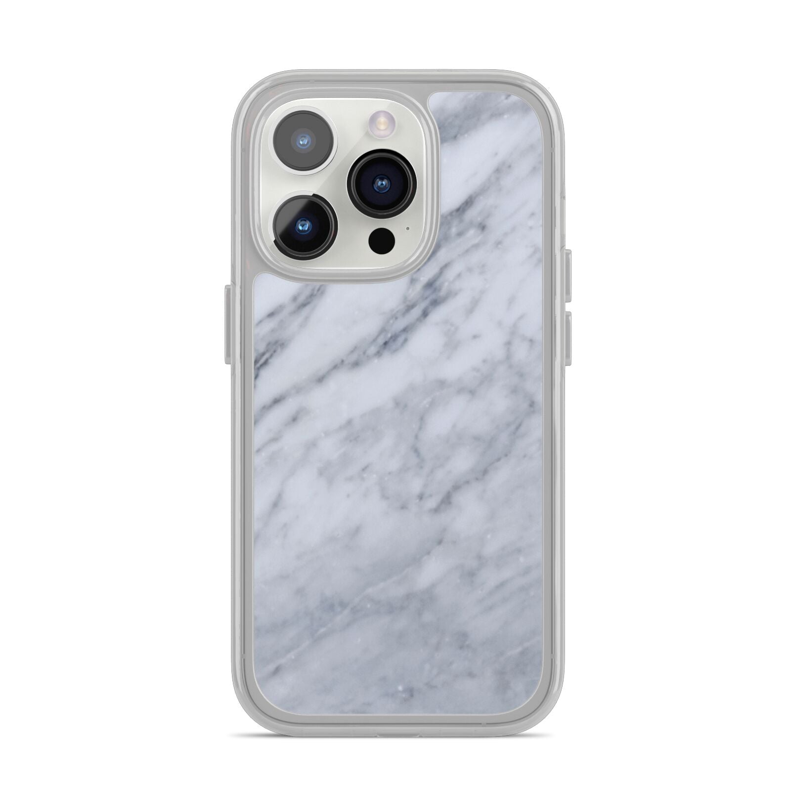 Faux Marble Italian Grey iPhone 14 Pro Clear Tough Case Silver
