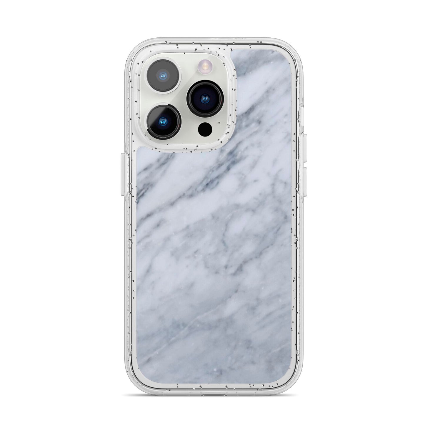 Faux Marble Italian Grey iPhone 14 Pro Glitter Tough Case Silver