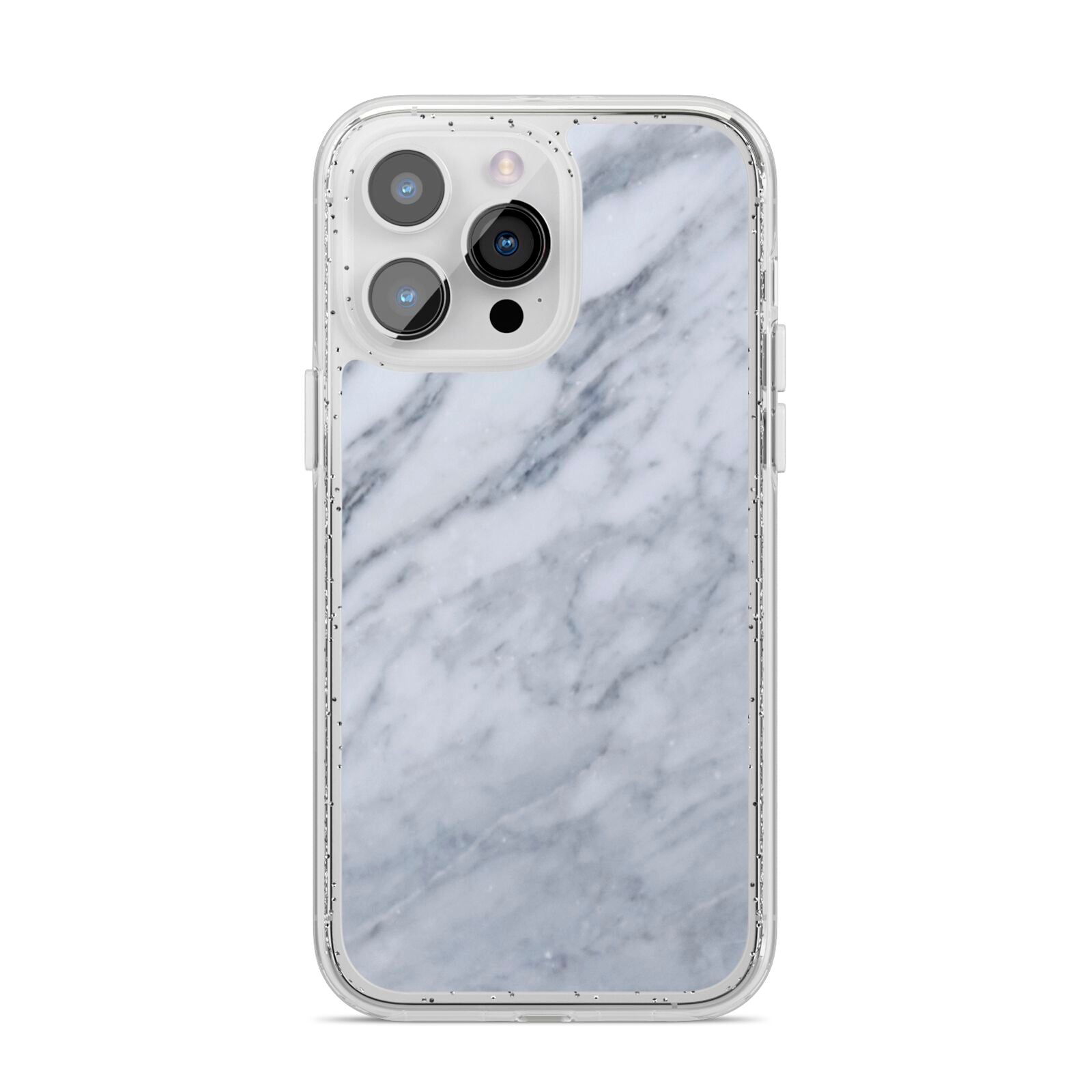 Faux Marble Italian Grey iPhone 14 Pro Max Glitter Tough Case Silver
