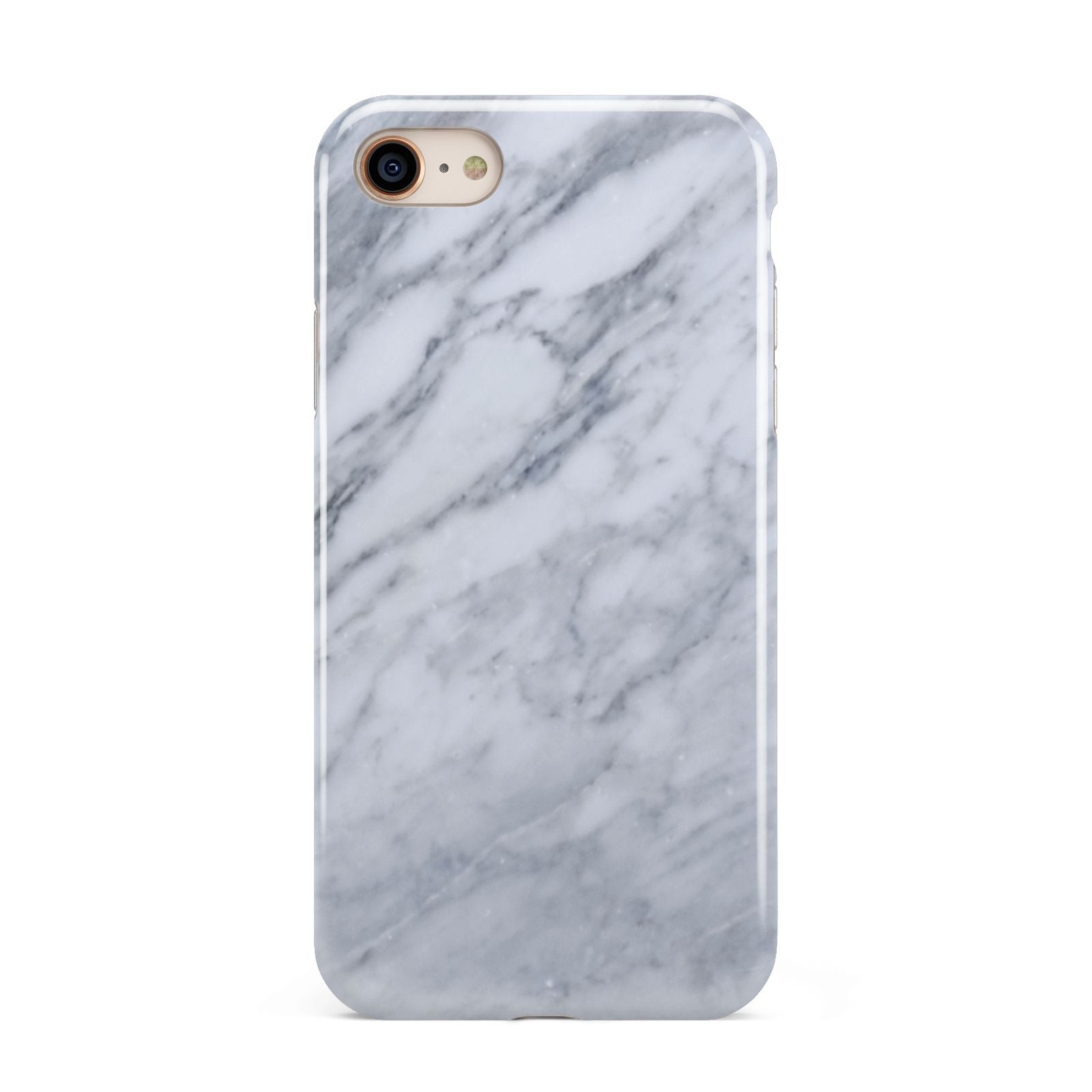 Faux Marble Italian Grey iPhone 8 3D Tough Case on Gold Phone
