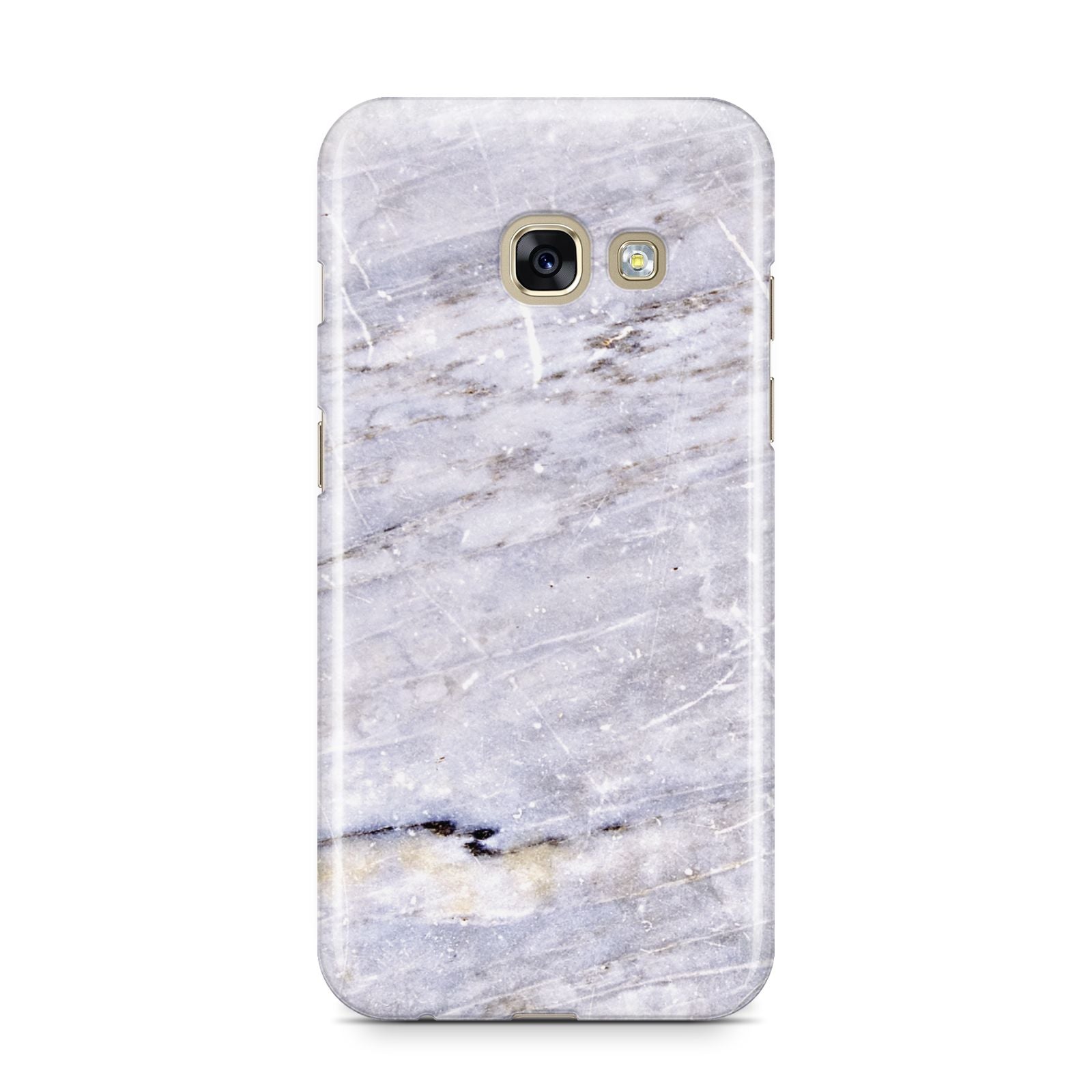 Faux Marble Mid Grey Samsung Galaxy A3 2017 Case on gold phone