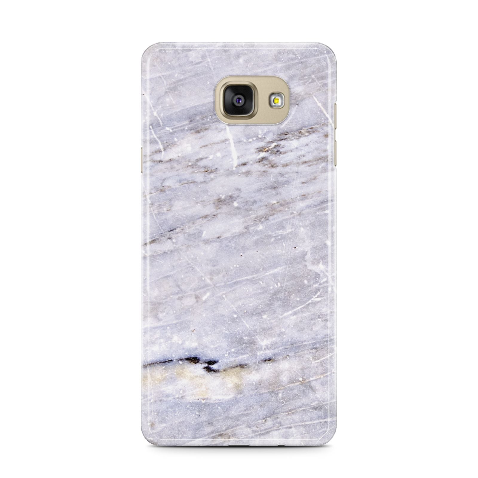 Faux Marble Mid Grey Samsung Galaxy A7 2016 Case on gold phone