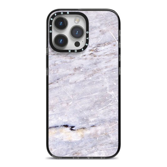 Faux Marble Mid Grey iPhone 14 Pro Max Black Impact Case on Silver phone