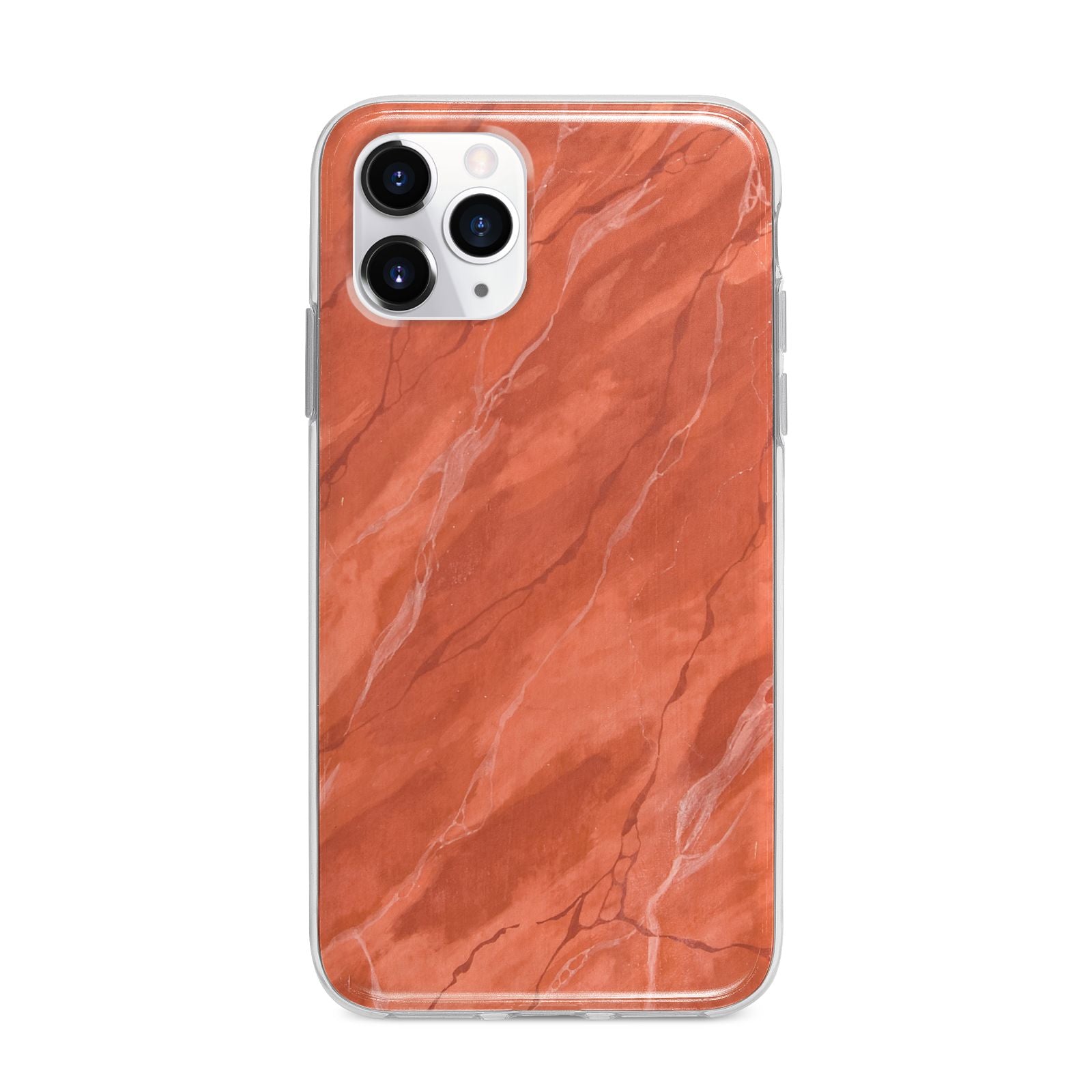 Faux Marble Red Orange Apple iPhone 11 Pro in Silver with Bumper Case