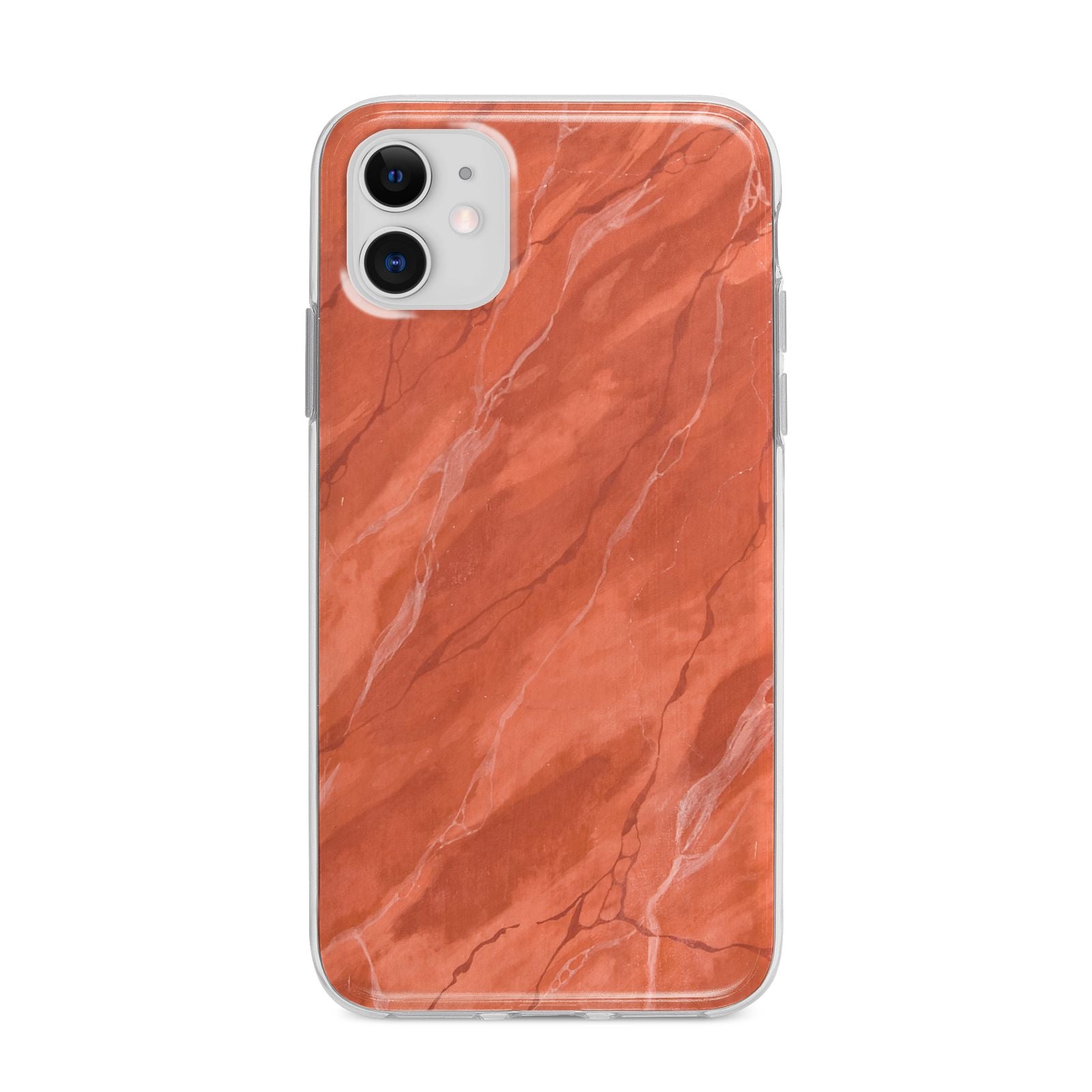 Faux Marble Red Orange Apple iPhone 11 in White with Bumper Case