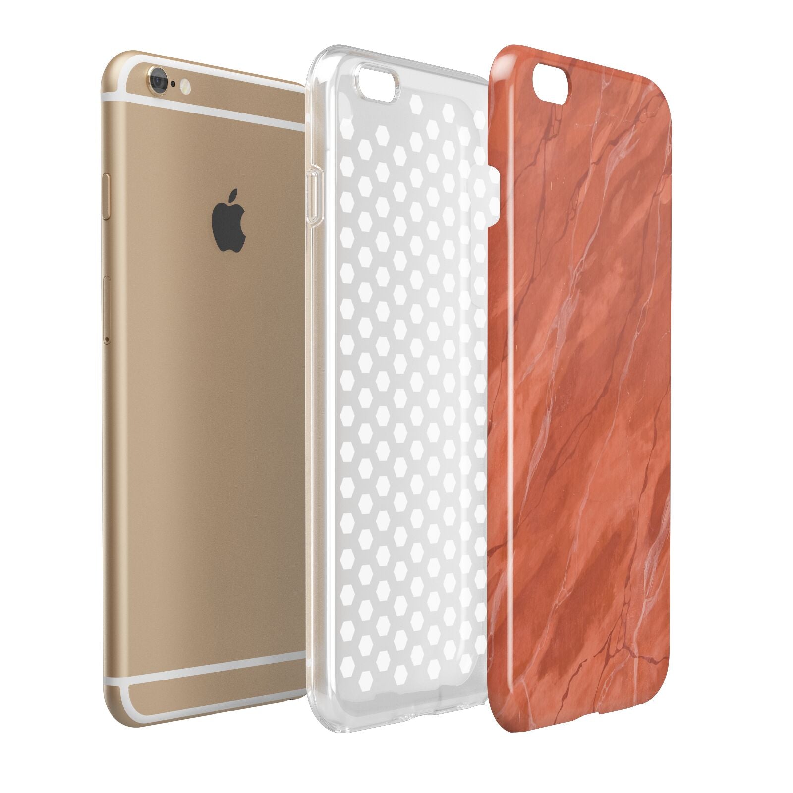 Faux Marble Red Orange Apple iPhone 6 Plus 3D Tough Case Expand Detail Image