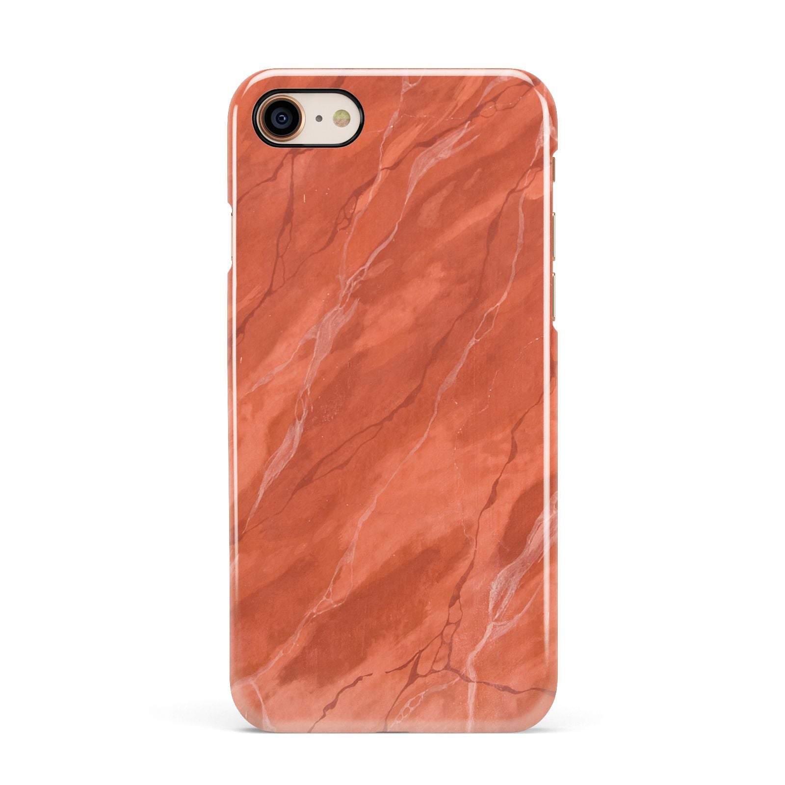 Faux Marble Red Orange Apple iPhone 7 8 3D Snap Case