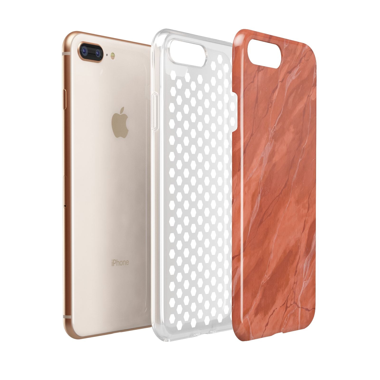 Faux Marble Red Orange Apple iPhone 7 8 Plus 3D Tough Case Expanded View