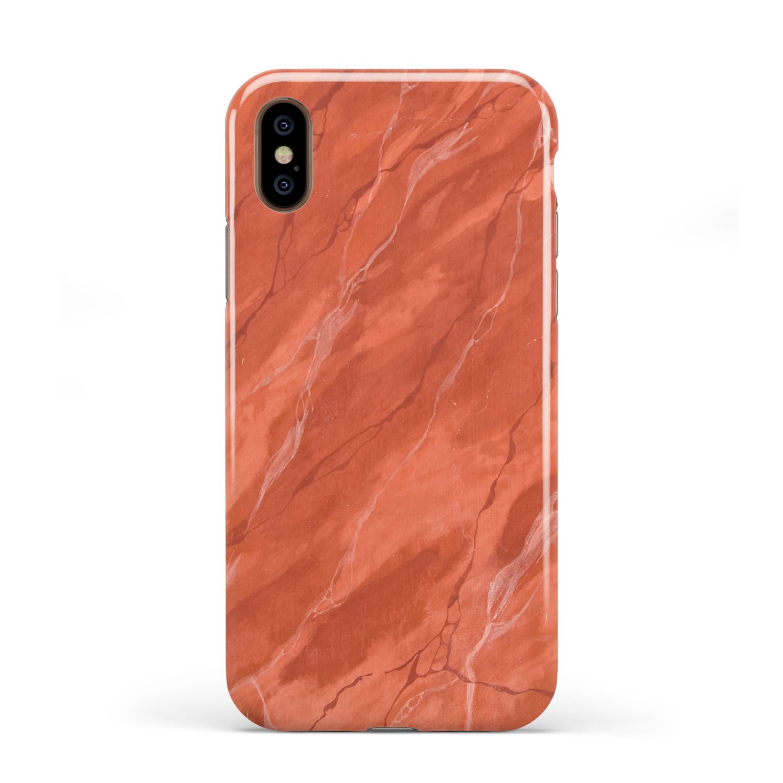 Faux Marble Red Orange Apple iPhone XS 3D Tough